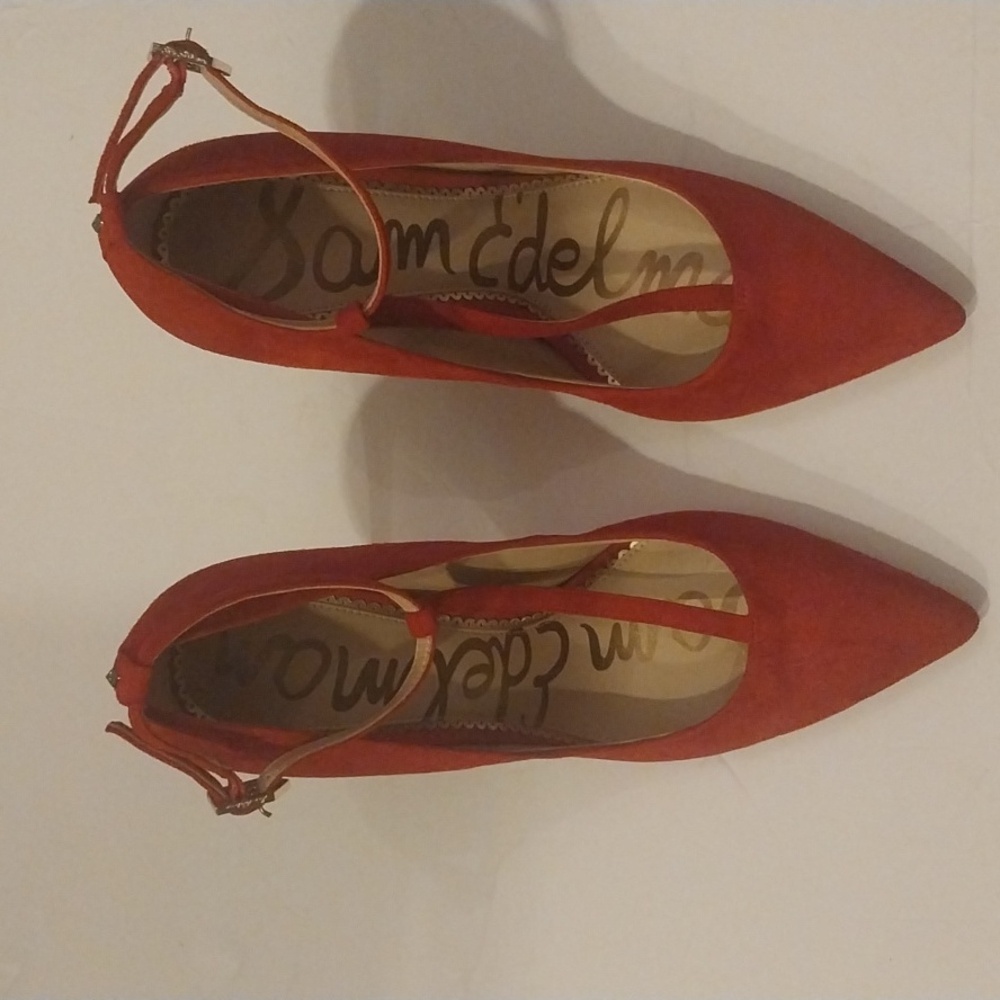 Sam Edelman ankle strap t-strap pointed toe stilettosuede leather women shoes 9M - Picture 2 of 9